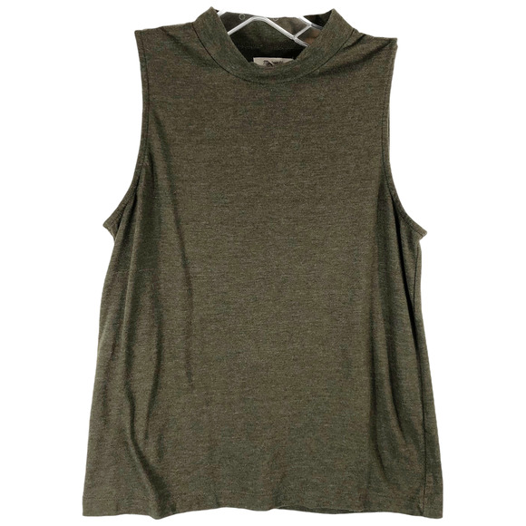 Madewell Medium Blouse Tune Mockneck Tank Top Army Green Knit Pullover 437 - Picture 2 of 6